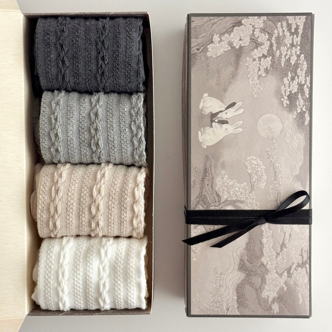 구름두름 외국인선물 국산 여자 4켤레 양말 세트 전통 친구