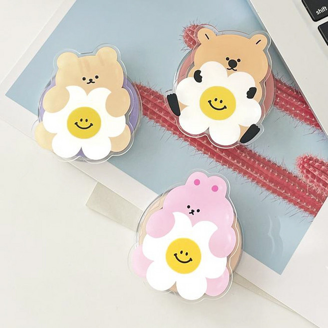 맥세이프 그립 톡홀더 귀여운 동물 데이지 쿼카 베어 아크릴 투명 스마트톡 자석 거치대 강력한 자력, 1개