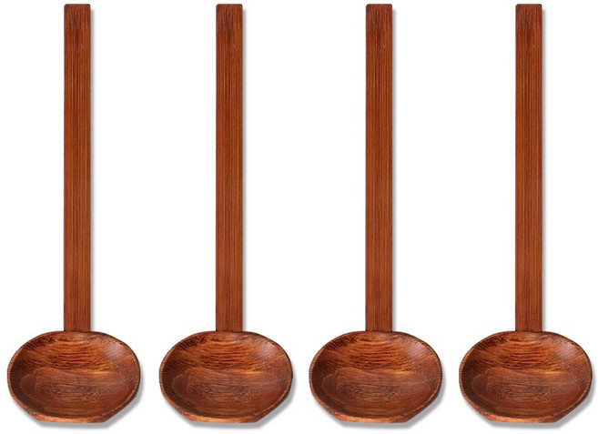 리숲 옻칠 나무 국자 일본 가정식 라멘 나베 우동 우드 미니국자, 4개, 천연옻칠