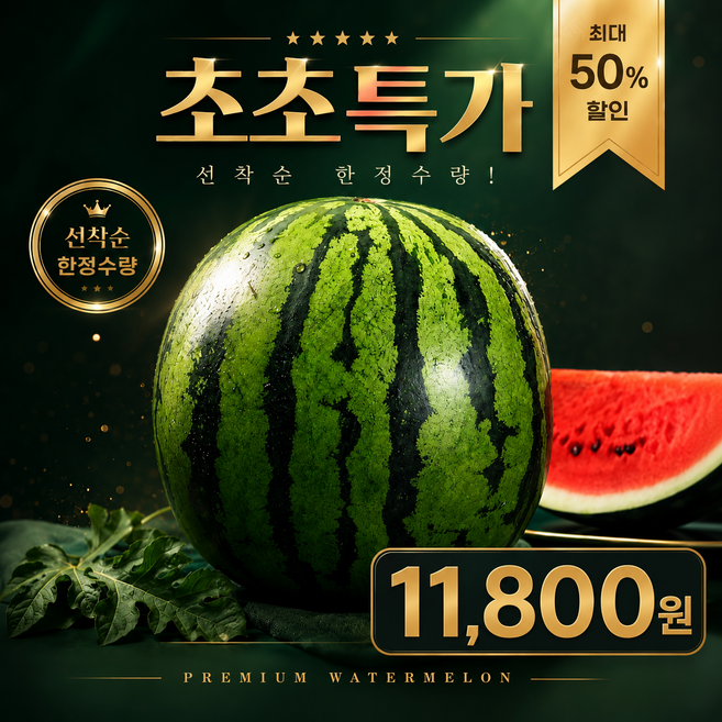 [산지직송] 초특가 100개 한정 고창 수박, 1개, 5kg내외