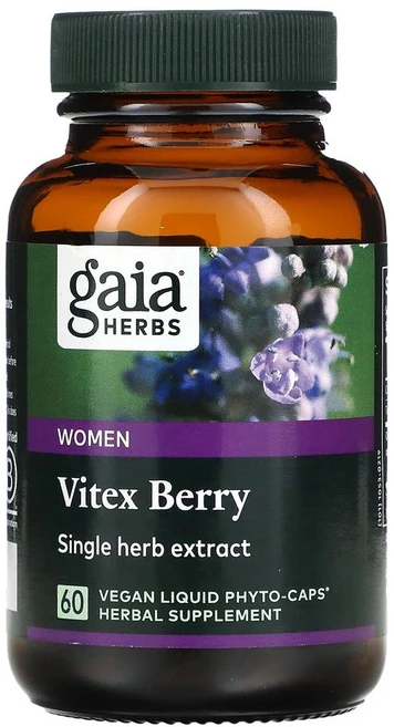 가이아허브 여성용 비텍스 베리 Vitex Berry 리퀴드 피토캡스 아그너사이드 체스트베리 PMS 릴리프, 60정, 2개 - 쿠팡