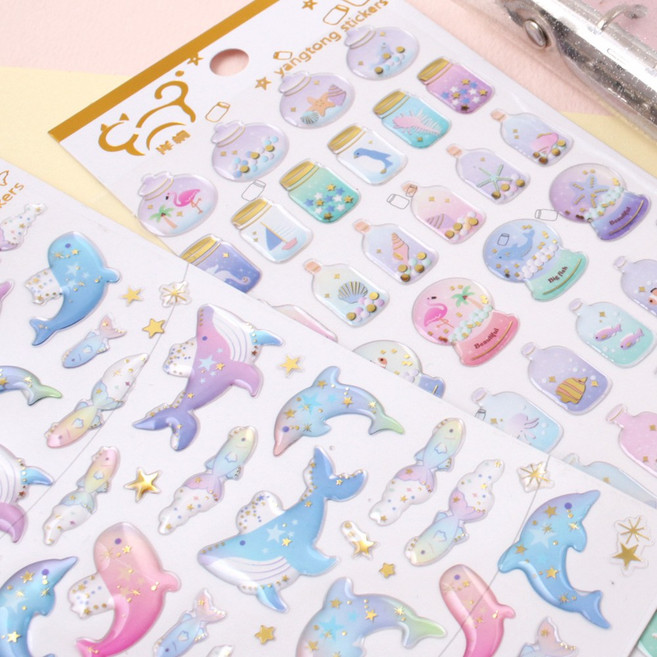 [아이디몬] 에폭시 스티커 A 14종 감성 다이어리 다꾸 폰꾸 데코 꾸미기 투명 글리터 반짝이, 다이아몬드