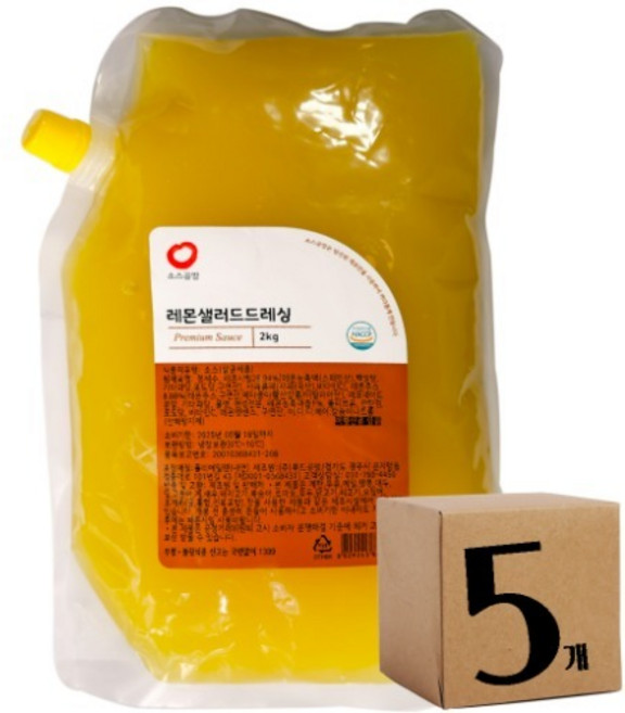푸드공방 소스공방 레몬샐러드 드레싱 (2Kg 5개), 5개, 2kg