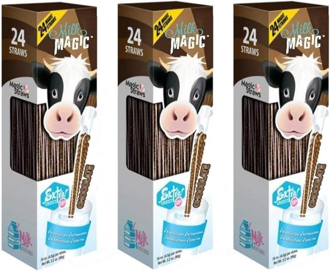 Milk Magic 초콜릿 밀크 향료 빨대 | 글루텐 프리 BPA 프리 GMO 저설탕 천연 맛 빨대 | 향이 가득한 빨대로 우유 마시기 촉진 - 우유 빨대 72개 포함, Milk Magic 초콜릿 밀크 향료 빨대 글루텐 프리
