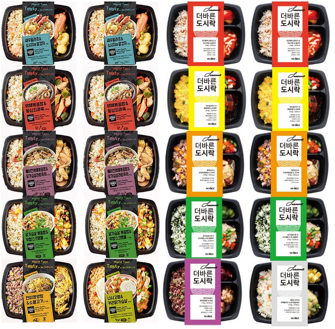 더바른 도시락 10+10 20팩 골라담기 시즌2.3.4 다이어트 도시락 냉동 파스타, 4.2kg, 1세트, 시즌3테이스티인(10팩)+시즌4컬러푸드(10팩)