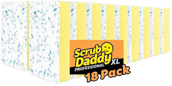 Scrub Daddy Eraser Daddy XL - 청소용 대형 멜라민 폼 스폰지 - 벽 청소용 양면 화이트 지우개 스폰지 - 먼지 및 흠집 제거 - 물 활성화 (18개), 지우개 대디 XL, 1개