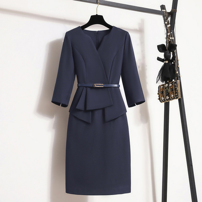 ORZQU 봄 여름 오피스룩 원피스 여성 기질 정장 원피스 결혼식 하객룩