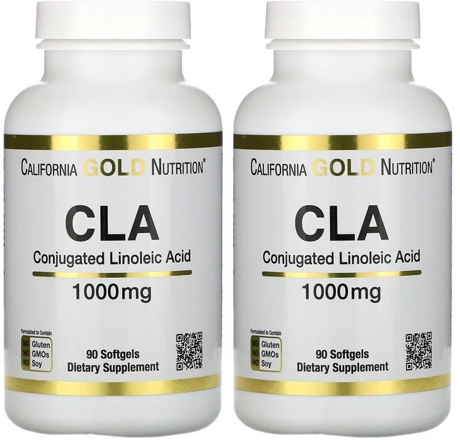 CGN CLA Clarinol ConjugatedLinoleicAcid 캘리포니아골드뉴트리션 CLA Clarinol 복합 리놀레산 1000mg 90소프트젤 2병 잇꽃 오일 함유, 2개, 90정 - 쿠팡