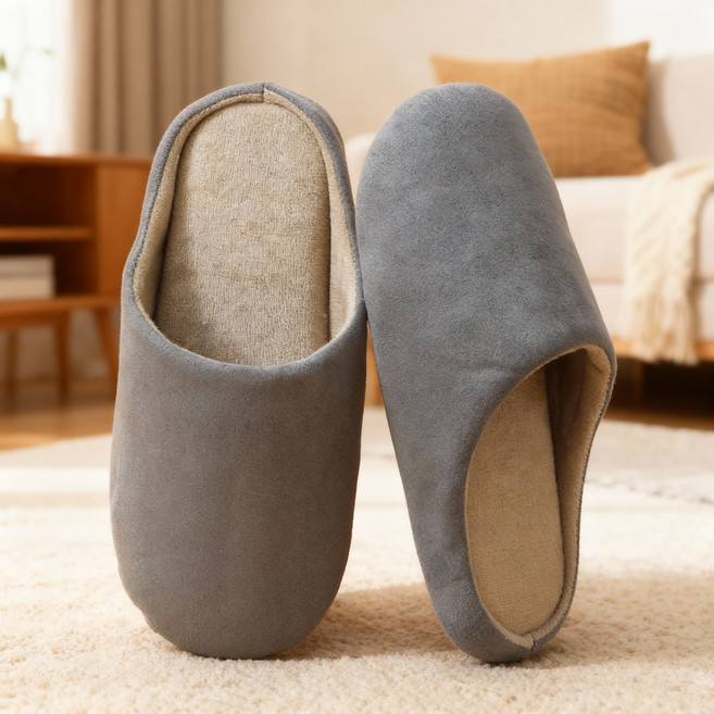 밀오버 BEST 겨울 실내화 폭신쿠션 미끄럼방지 남녀공용 겨울 슬리퍼, 1개, 챠콜블루 (BEST)