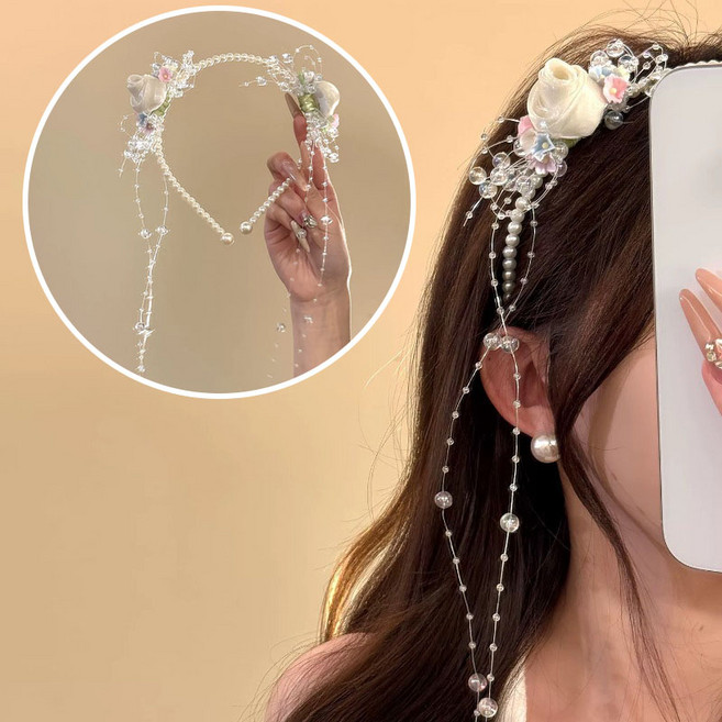 ZMBIRD 꽃송이 비즈 태슬 헤어밴드 H6109