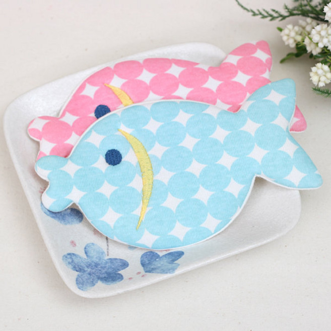 [펠트친구] 도트 물고기 입체 와펜/와펜/예쁜와펜/와펜모음/부자, 블루, 1개