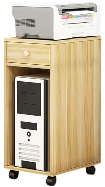 컴퓨터 본체 수납장 이동식 받침대 거치대 프린터 A40 라이트월넛, A40 원목 무도장 내추럴 우드