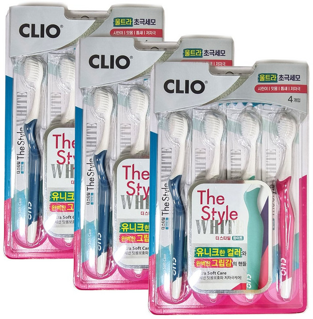 크리오 더스타일화이트 울트라초극세모 칫솔 4개입x3개, 4개입, 3개