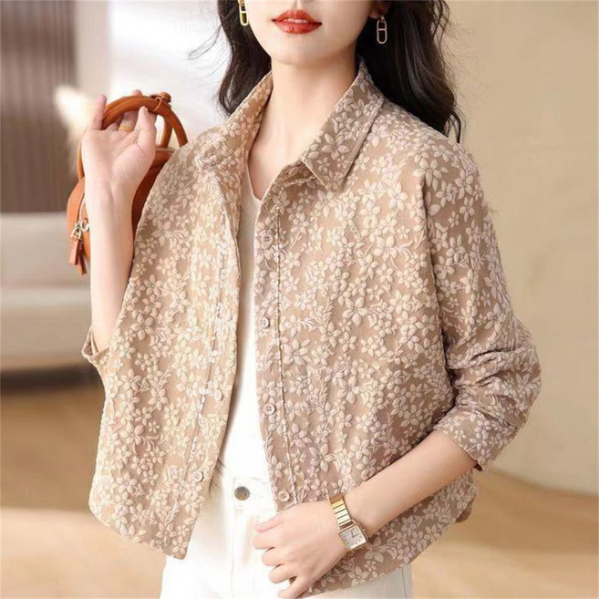 Vezri 여성용 봄 가을 레이스 자수 셔츠 화사한 디자인 캐주얼 블라우스