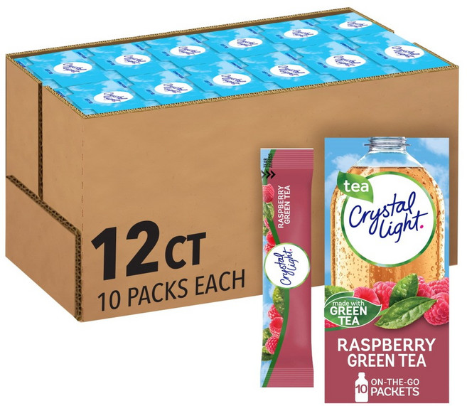 크리스탈라이트 라즈베리 그린티 무설탕 과일 음료 파우더 120개 1세트 유로드, 상품선택, Sugar-Free Wild Strawberry, 12개, 10개입