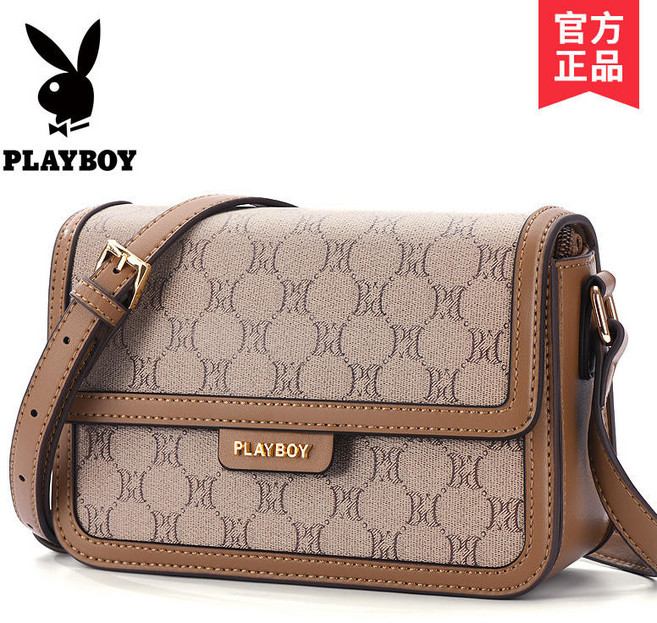 PLAYBOY 女士時尚復古斜背包 單肩包, 6029卡其, 卡其