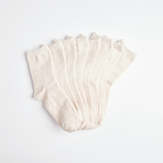 영디어 여성용 무지 골지 중목 양말 8켤레