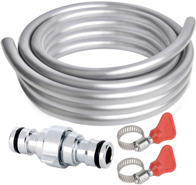 꼬이지 않는 말랑이 연장용 물호스 연장커플링 호스밴드 포함 2M 4M 6M 8M 10M (길이 선택), 실버