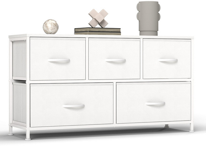 소웰홈 패브릭 2단5문 모던 TV수납장, 화이트, 5단