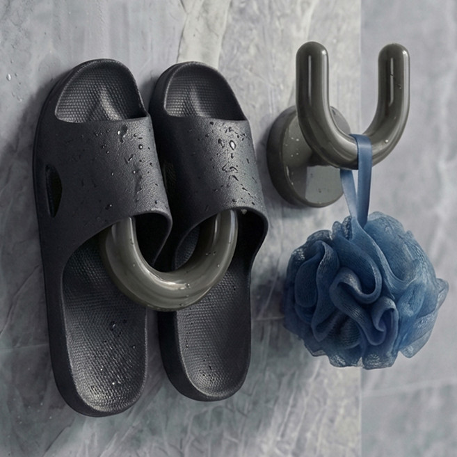 웨이븐 욕실 슬리퍼 걸이 흡착식 후크 다용도 거치대 2P, 1세트, 블랙