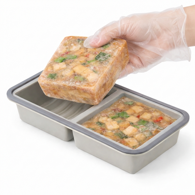 생활혁신 실리콘 냉동 소분 용기 푸드 블럭 몰드, 1개, 그레이