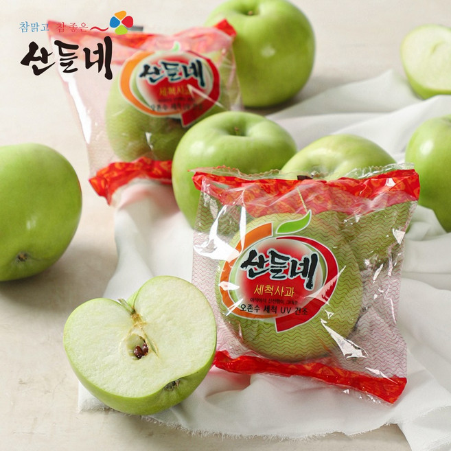 [산들네] 껍질째 먹는 경북 아오리 세척사과, 4.5kg (26과내외), 1개