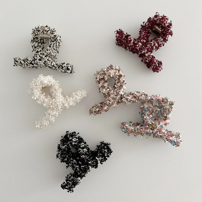 반묶음 트위드 미니 꼬임 헤어 집게핀