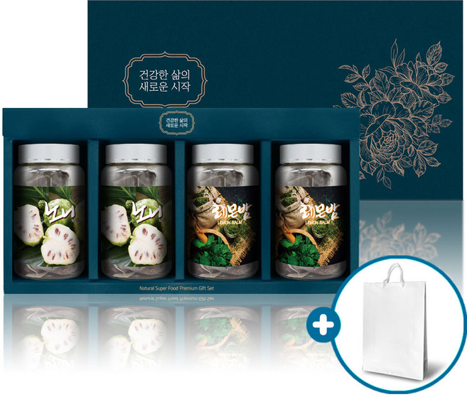 베트남 노니 티백 차 레몬밤 차 건노니 노니파우더 마시는 노니 쥬스 시너지노니 추출물 부모님 동료 예비 시아버님 생일 선물 세트 추천, 4개, 노니티백2통/레몬밤티백2통
