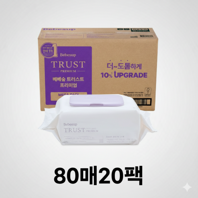 CAVINA 베베숲 트러스트 캡형 물티슈 80매x20, 288g, 20개입, 1개