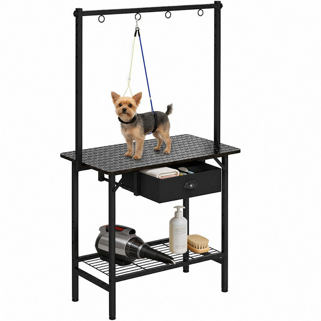 MeFun 애견 미용 테이블 중소형 강아지 고양이 겸용 서랍형 미용 거치대 84x40x150CM, 블랙, 1개
