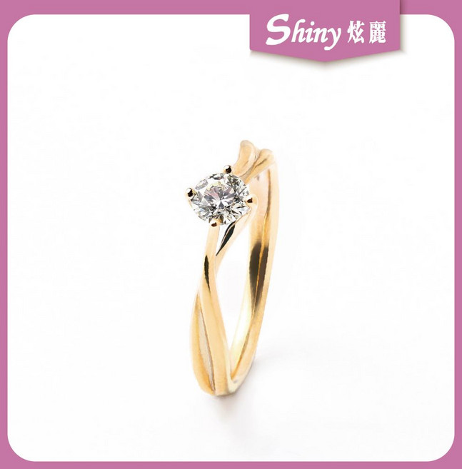 【炫麗】18K金戒 經典 單鑽婚戒系列 優雅四爪 0.3ct KY 戒圍#9.5 0722