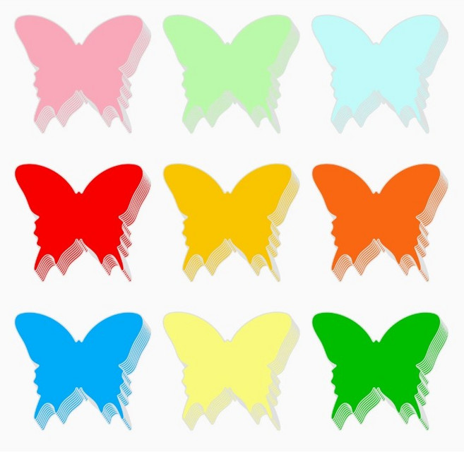 트윈은 도형 색지 나비 모양 색종이 54장 세트 양면 카드지 DIY 꾸미기 미술 수업용, 54개, 9개