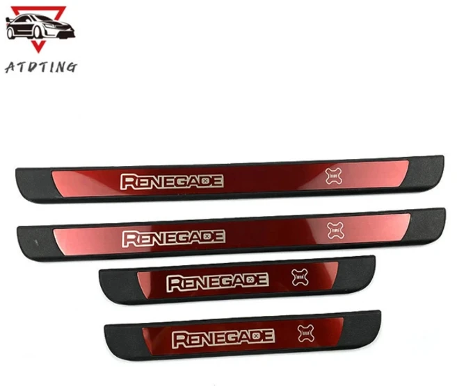 호환 지프 레니게이드 jeep renegado 용 도어 씰 스커프 플레이트 프로텍터 엔트리 가드 커버 외부 차, 01 빨간
