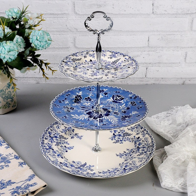 존슨브라더스 2단3단 디저트 트레이 케이크 케잌접시 마카롱접시 북유럽 스텐드, 혼합색상, 1개