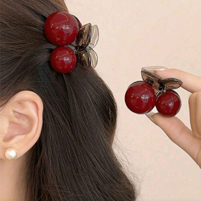 레드체리미니집게핀 앵두 반머리집게핀 2개한세트구성