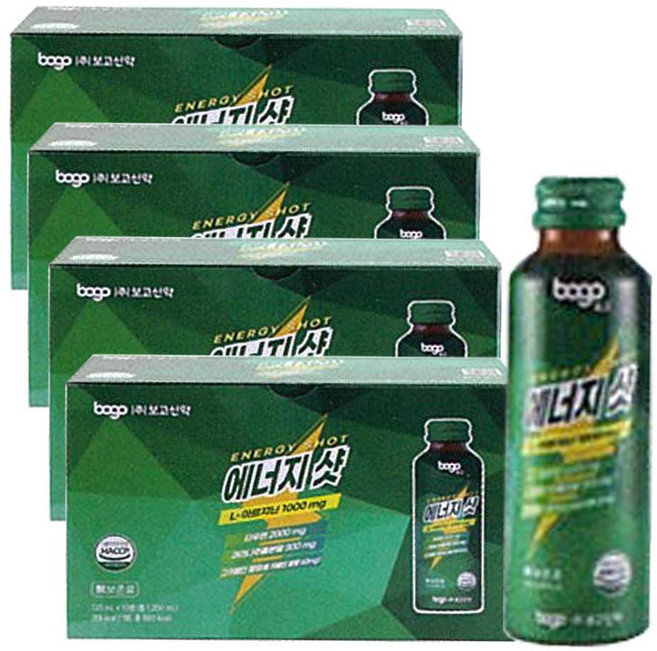 에너지 샷 L-아르지닌 타우린 과라나추출분말 음료 드링크, 40개입, 120ml