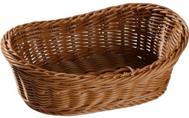 달빛마켓 내츄럴 타원형 납작 빵 과일 베이커리 소품 진열 라탄바구니 바스켓 S, 단색, 1개