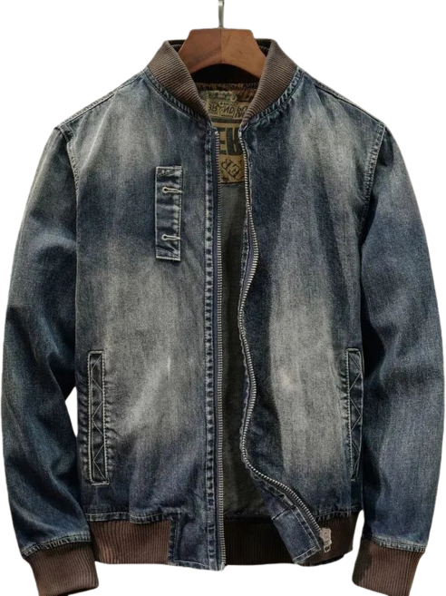 Makone 남성 봄 가을 겨울 캐주얼 집업 데님 재킷