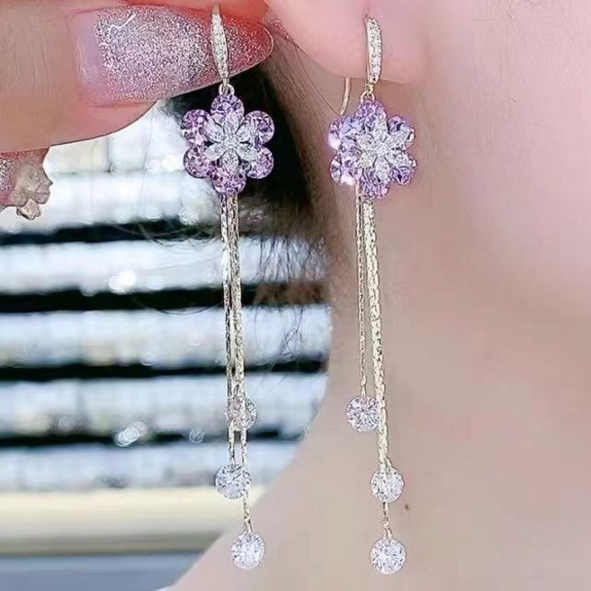 mangoxiniu 18k 큐빅귀걸이 도금 귀걸이 크리스탈 악세서리