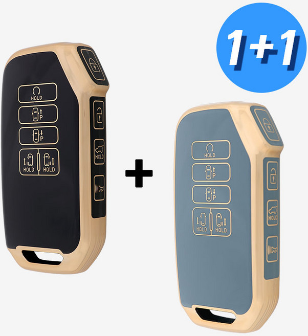 (1+1) 기아 차 키케이스 키커버 기아 호환 TPU, KIA-05(E타입), 블랙+그레이블루