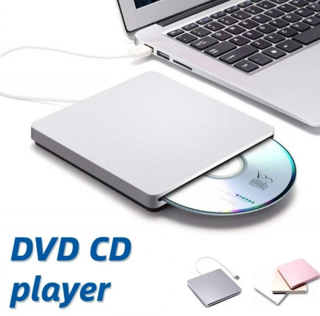 cd 리더기 롬 외장 USB DVD 드라이브 광학 외부 RW 버너 시거잭 레코더 슬롯 로드 ROM 플레이어 애플 맥북 Pro 노트북 PC Hot, 분홍색, 1개