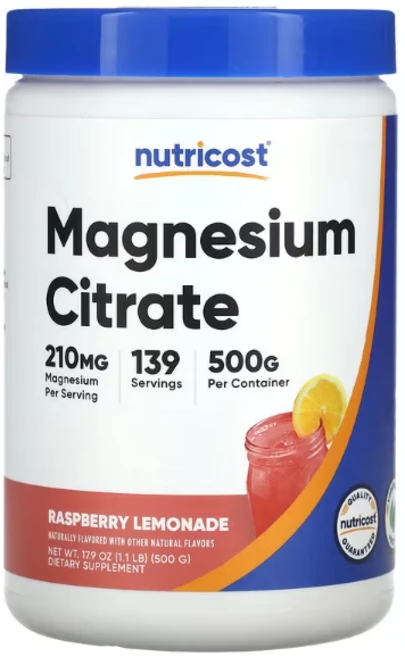 뉴트리코스트 마그네슘 시트레이트 라즈베리 레모네이드, 라스베리레모네이드, 1개, 500g - 쿠팡