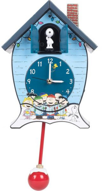 Mark Feldstein 피너츠 갱 스누피 크리스마스 뻐꾸기 시계 블루