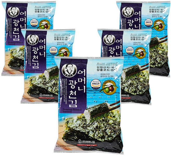 광천어머니김 전장김 대, 60g, 5개