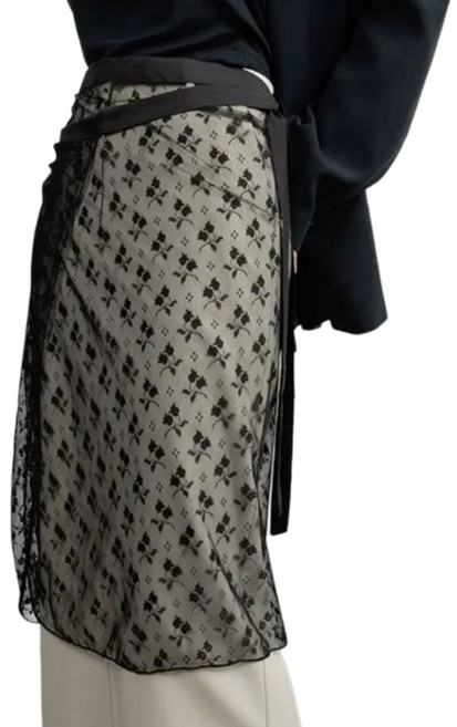 빈티지 스팽글 플라워 레이스 롱 스커트 힙 스카프 여성용 셀프 타이업 에이프런 커버 오버스커트를 통한 미적 시야 확보