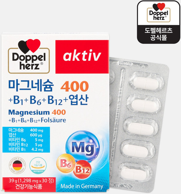 도펠헤르츠 마그네슘400 1개월분 1박스 39g, 30정, 1개