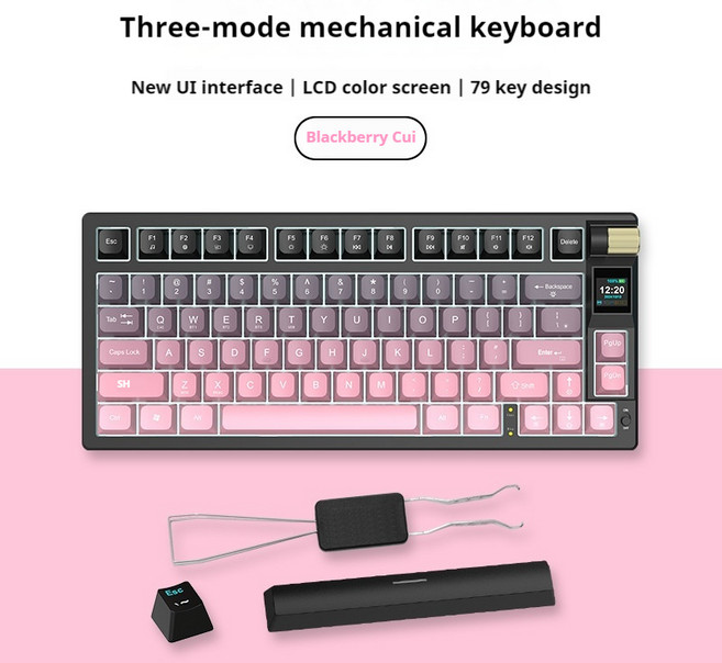 3개의 연결 모드 기계식 키보드 87 Abs 재질 핫 스왑 가능 Rgb 조명 효과 멀티미디어 컬러 스크린 게임 사, 01 D