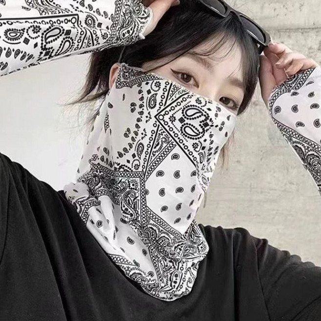 귀걸이형 넥토시 자외선 마스크 목 토시 두건 여름용 바라클라바 넥워머 바이크 쿨 안면 냉감 멀티 스카프 jw2+9140pq, 블랙