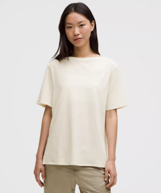 룰루레몬 릴랙스핏 보트넥 여성 피마코튼 루즈핏 반팔 티셔츠 헬스상의 운동티