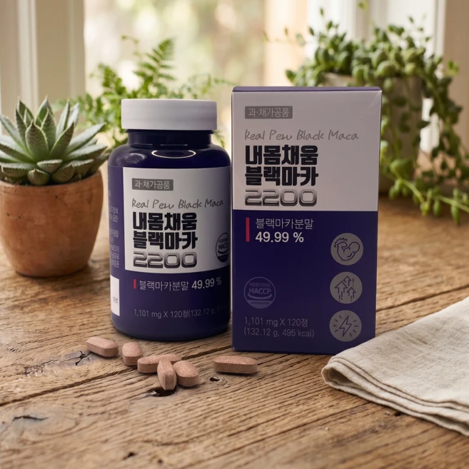 내몸채움 블랙마카 2200mg 초고함량 활력 아르기닌 야관문 흑마늘 페루산, 1개, 120정 - 쿠팡